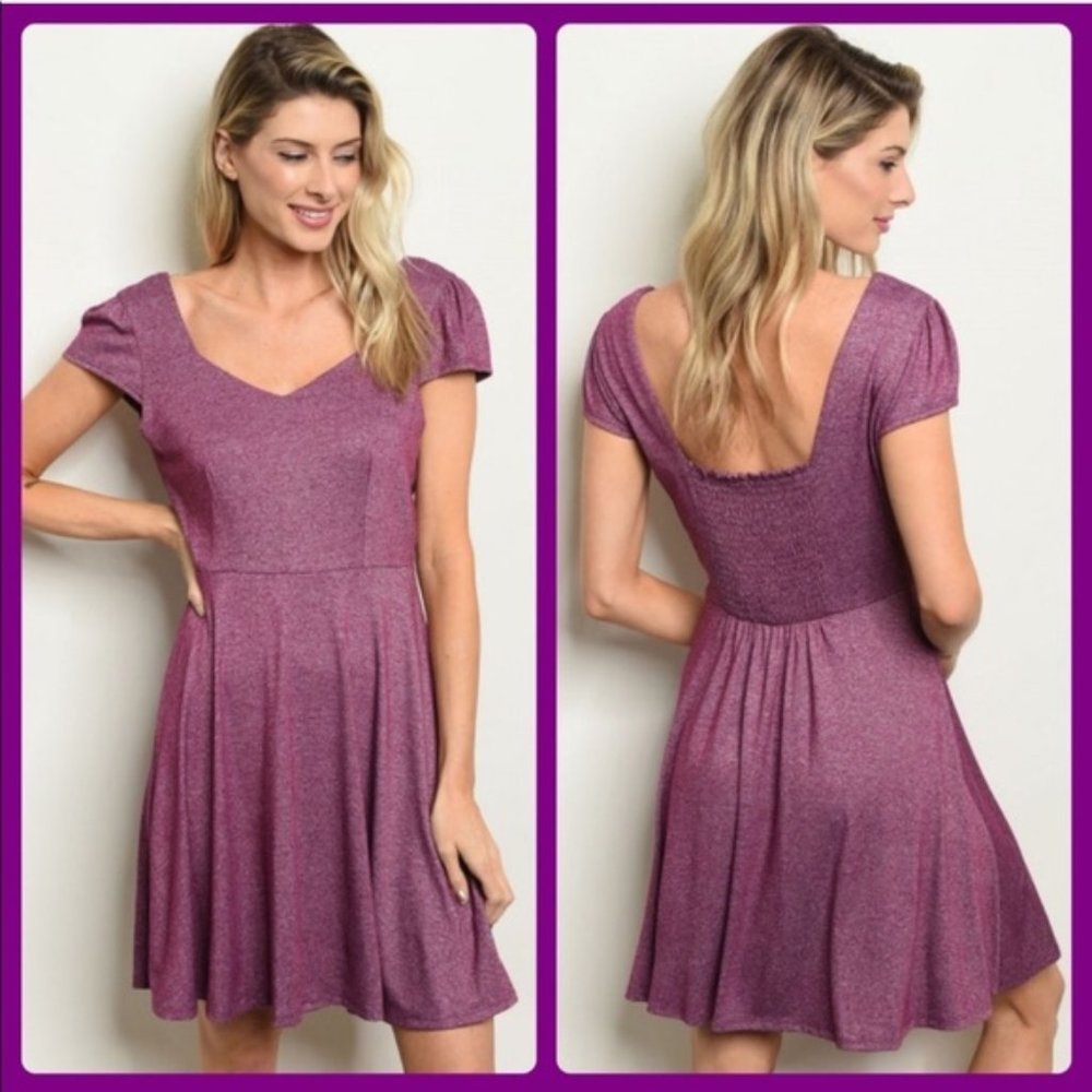 Womens purple A-line midi dress size S